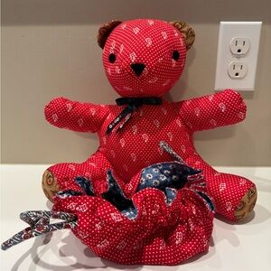 NWT Vera Bradley Drawstring Jewelry Bag and Teddy Bear in Dotty Floral pattern